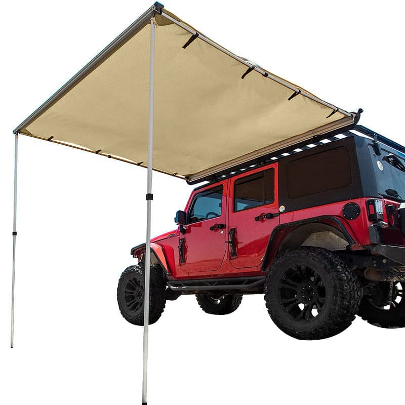 6.7' x 6.7' Car Side Awning, Soft Shell, Pull Out Rooftop Tent Shelter - BENEHIKE