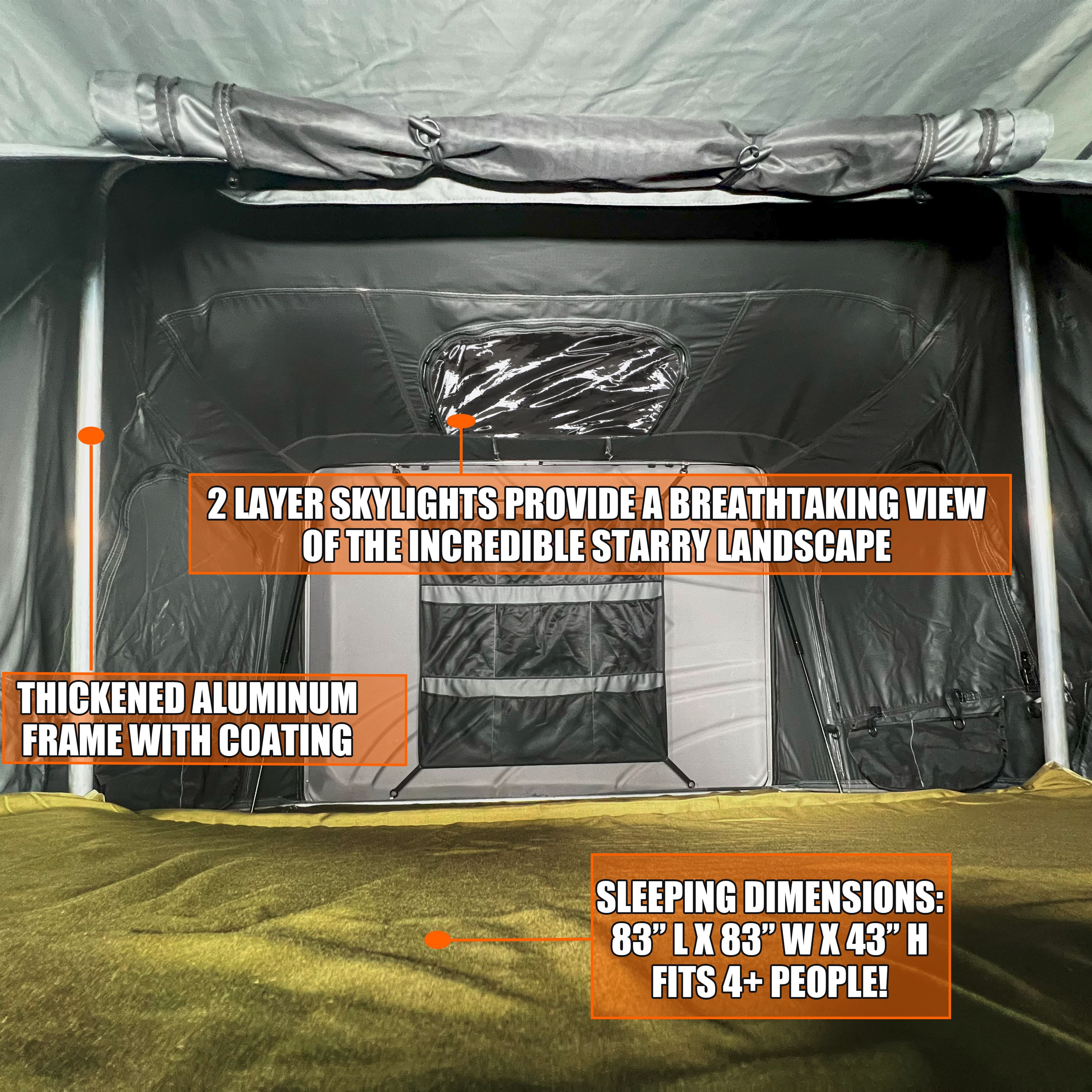 Bivvyy V2 Hard Shell Side Open Rooftop Tent, With Rainflys