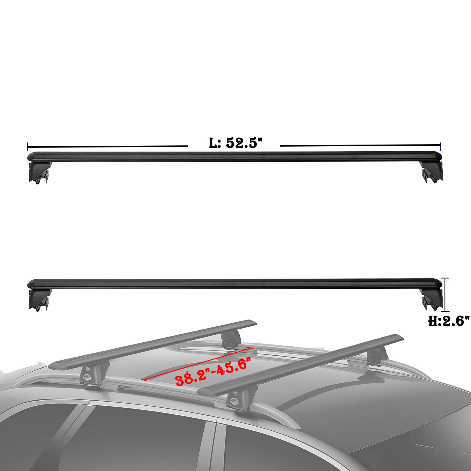 Winglet Universal Roof Rack System, Integrated Crossbar for Vehicles ...
